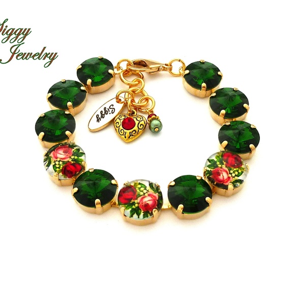 Swarovski Crystal Christmas Holly Bracelet, 12mm - Picture 5 of 9